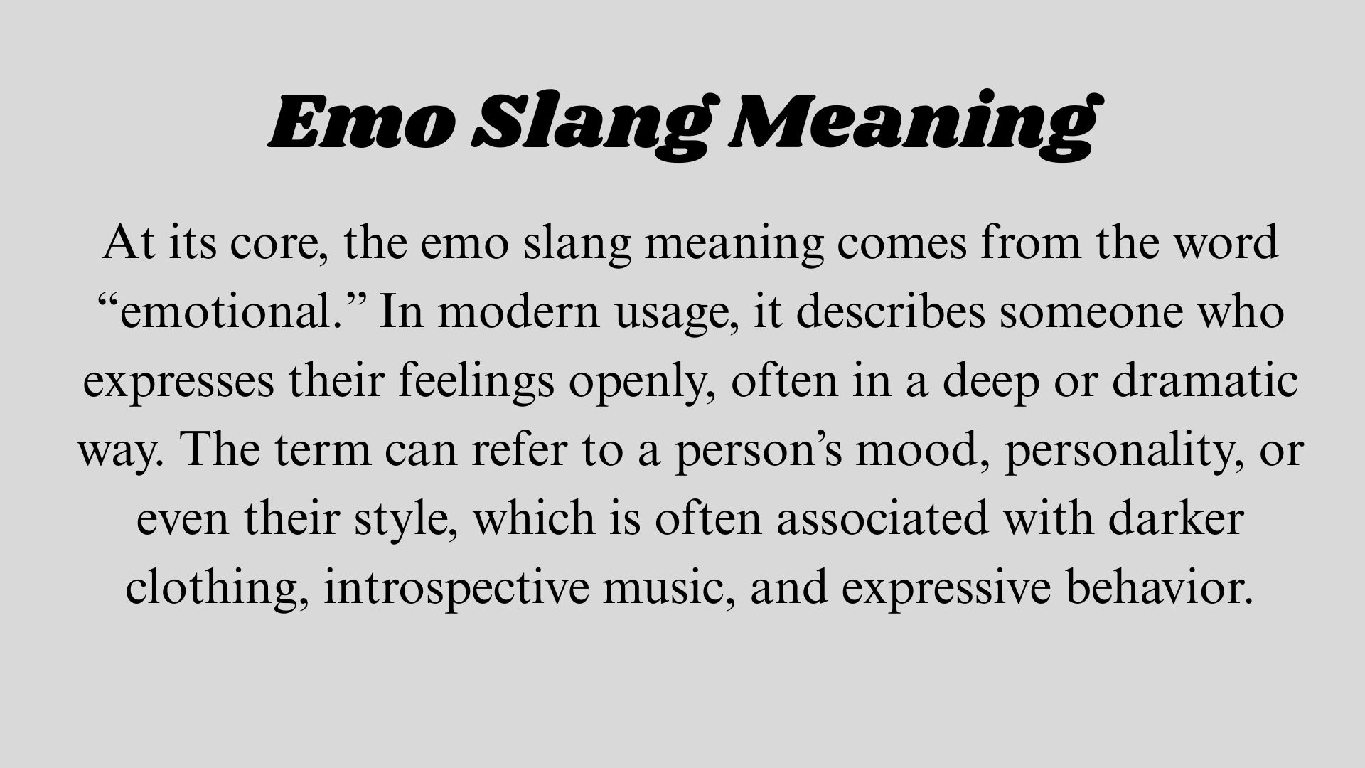 Emo Slang Meaning